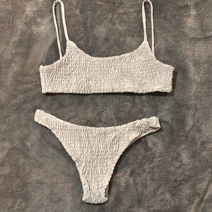 SHEIN Textured Cream Bikini Set